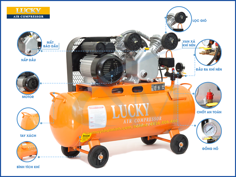Các chi tiết máy nén khí 60 lít