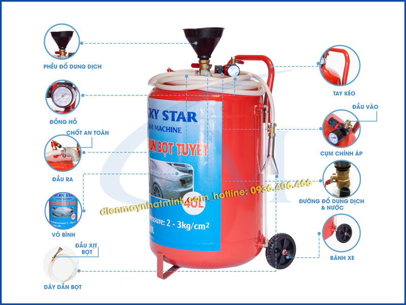 Bình phun bọt tuyết sắt 40 lít