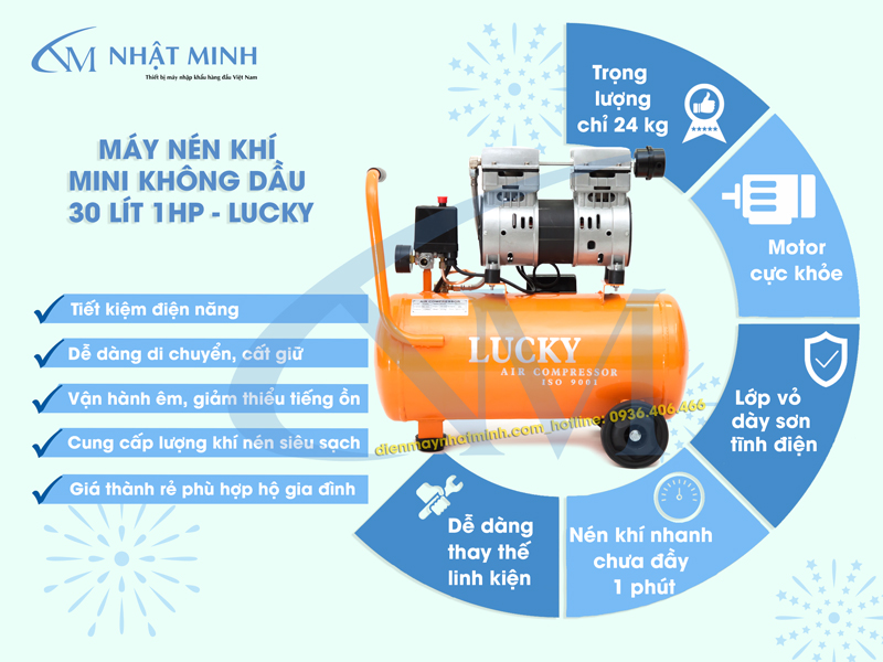 Máy nén khí không dầu 30  lít
