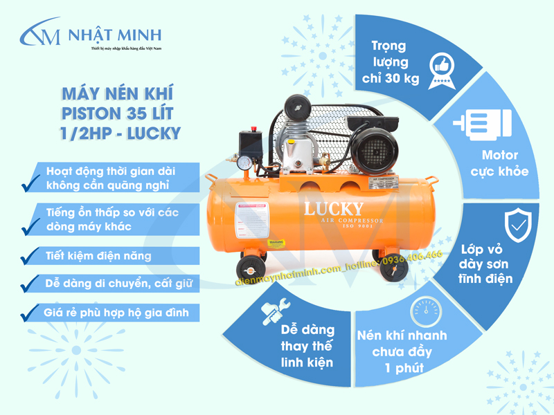 Ưu điểm nổi bật của máy nén khí Lucky
