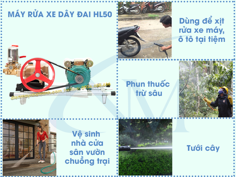 Ứng dụng thực tiễn của máy rửa xe dây đai HL50