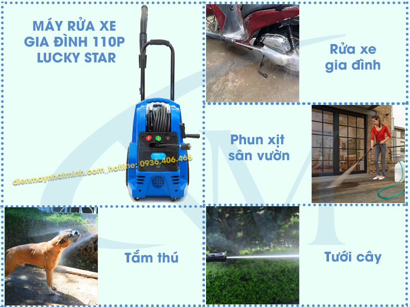 Ứng dụng thực tế của máy rửa xe Lucky Star 100P