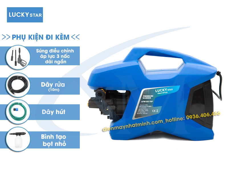 Máy rửa xe Lucky Star APW 70P và các phụ kiện