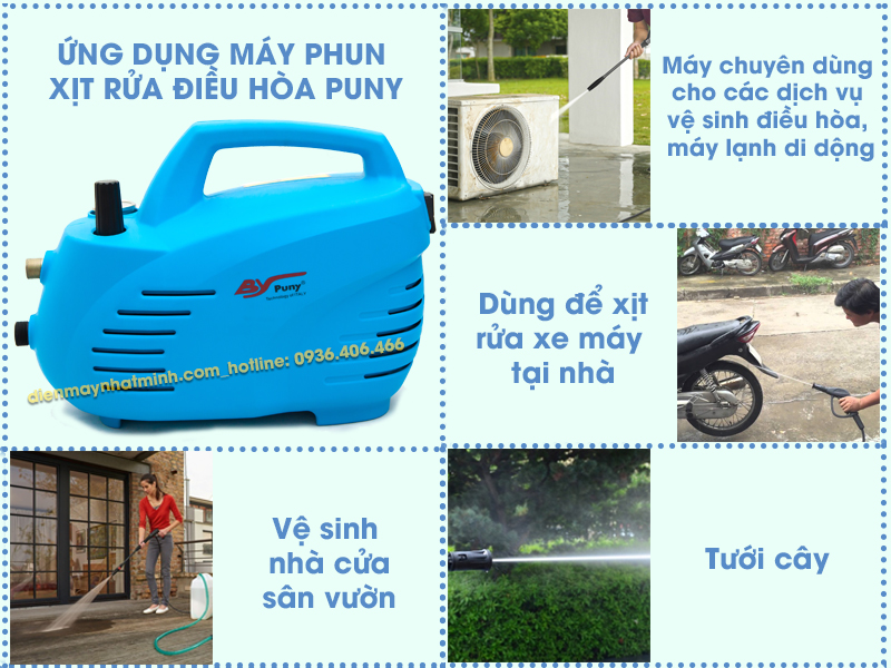 Máy rửa xe mini Puny chuyên xịt rửa điều hòa